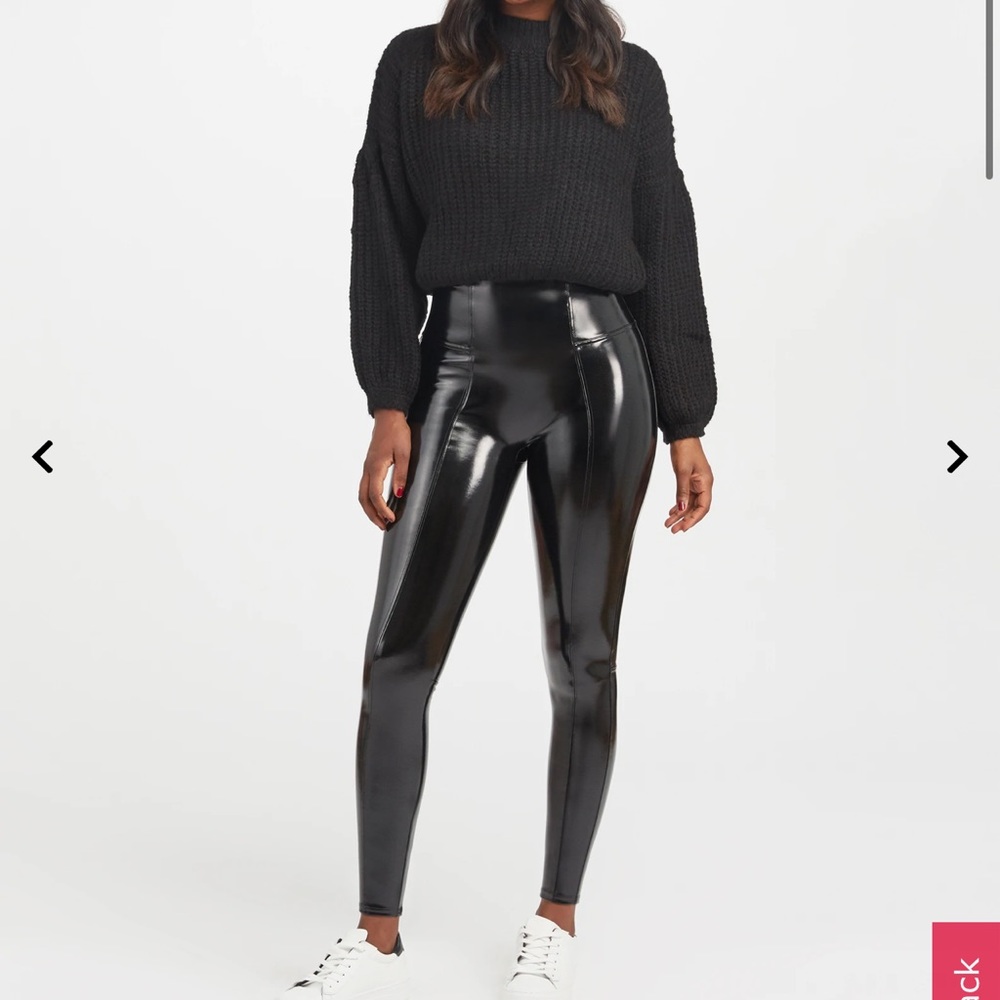 SPANX Faux patent leather leggings large